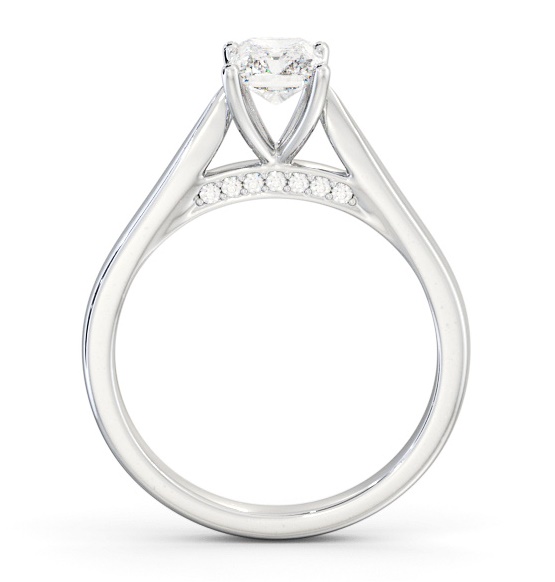 Radiant Ring with Diamond Set Bridge 9K White Gold Solitaire ENRA27_WG_THUMB1 