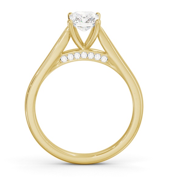 Radiant Ring with Diamond Set Bridge 9K Yellow Gold Solitaire ENRA27_YG_THUMB1 