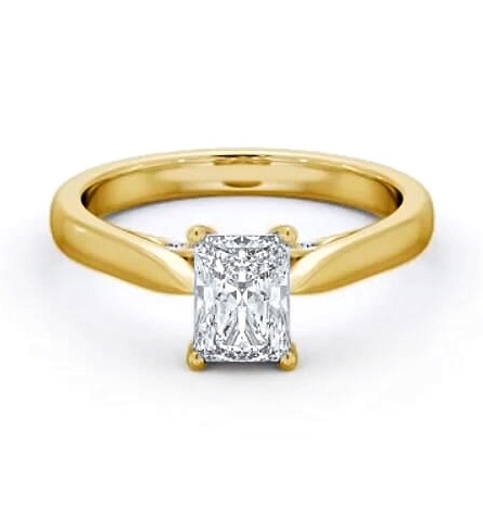 Radiant Ring with Diamond Set Bridge 18K Yellow Gold Solitaire ENRA27_YG_THUMB1