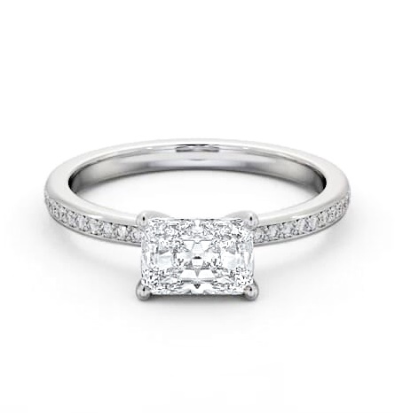 Radiant Diamond East To West Engagement Ring 18K White Gold Solitaire ENRA27S_WG_THUMB1