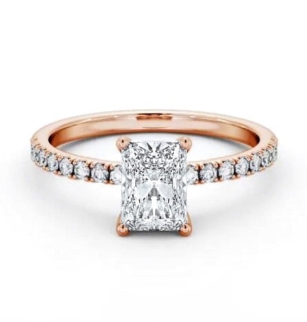 Radiant Diamond 4 Prong Engagement Ring 18K Rose Gold Solitaire ENRA28S_RG_THUMB1