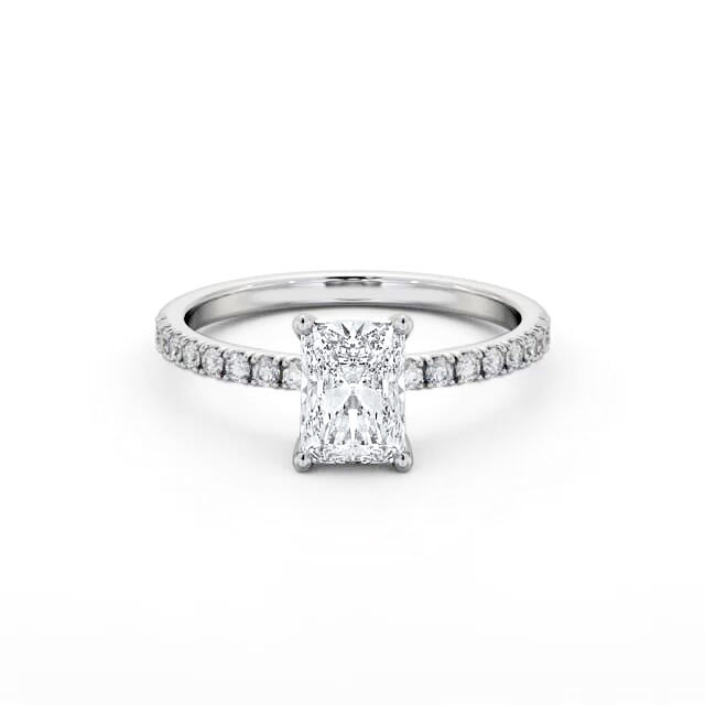 Radiant Diamond Engagement Ring 18K White Gold Solitaire With Side Stones - Meklit ENRA28S_WG_HAND