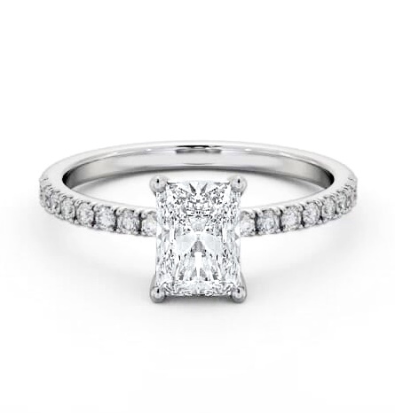 Radiant Diamond 4 Prong Engagement Ring 9K White Gold Solitaire ENRA28S_WG_THUMB1