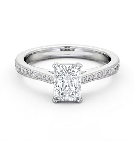 Radiant Diamond 4 Prong Engagement Ring 18K White Gold Solitaire ENRA29S_WG_THUMB1