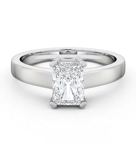 Radiant Diamond Box Setting Engagement Ring 18K White Gold Solitaire ENRA2_WG_THUMB2 