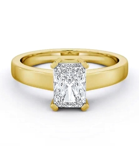 Radiant Diamond Box Setting Engagement Ring 18K Yellow Gold Solitaire ENRA2_YG_THUMB1