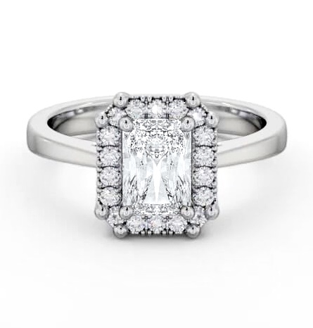 Halo Radiant Diamond Cluster Engagement Ring 18K White Gold ENRA30_WG_THUMB2 
