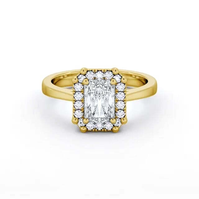 Halo Radiant Diamond Engagement Ring 18K Yellow Gold - Adamari ENRA30_YG_HAND