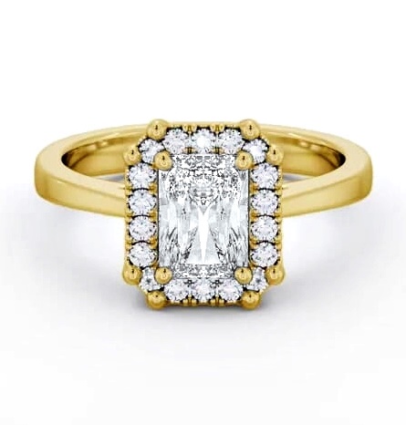 Halo Radiant Diamond Cluster Engagement Ring 9K Yellow Gold ENRA30_YG_THUMB1