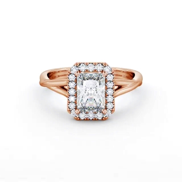Halo Radiant Diamond Engagement Ring 18K Rose Gold - Cassandra ENRA31_RG_HAND