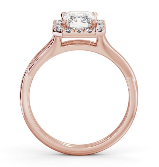 Halo Radiant Diamond Crossover Band Engagement Ring 18K Rose Gold ENRA31_RG_THUMB1 