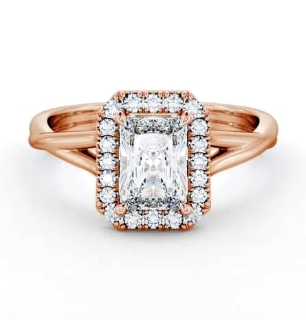 Halo Radiant Diamond Crossover Band Engagement Ring 9K Rose Gold ENRA31_RG_THUMB1