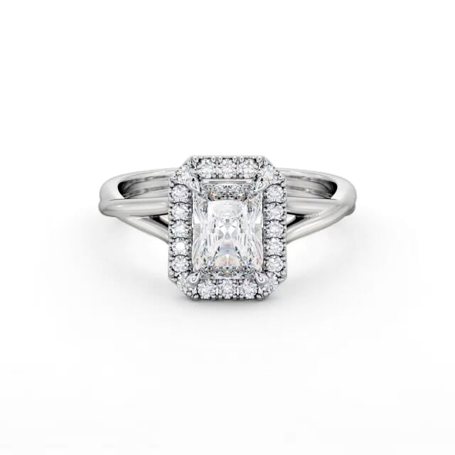 Halo Radiant Diamond Engagement Ring 18K White Gold - Cassandra ENRA31_WG_HAND