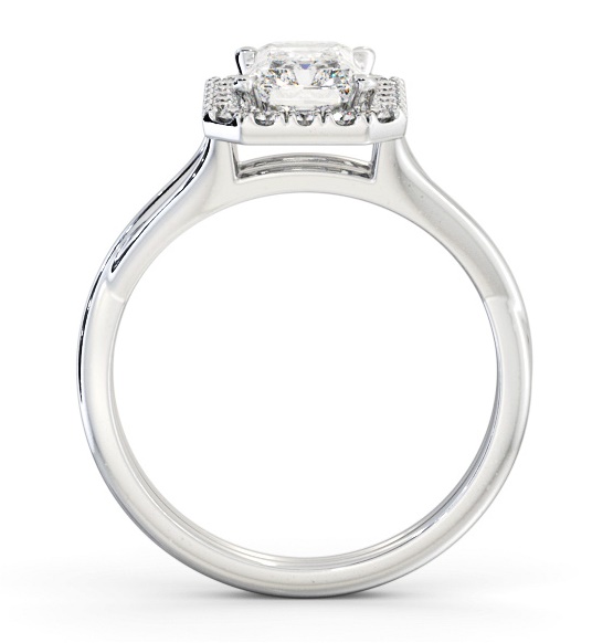 Halo Radiant Diamond Crossover Band Engagement Ring 18K White Gold ENRA31_WG_THUMB1 