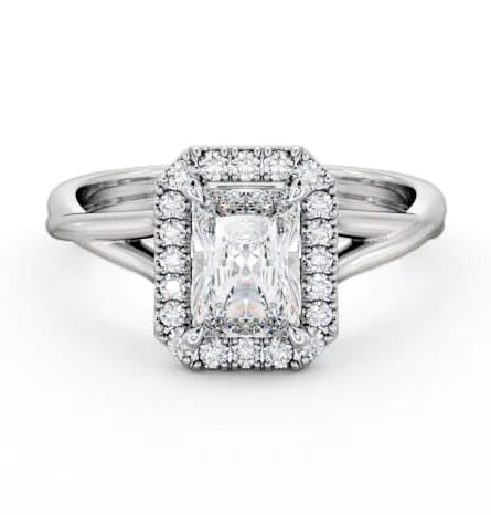 Halo Radiant Diamond Crossover Band Engagement Ring Platinum ENRA31_WG_THUMB2 