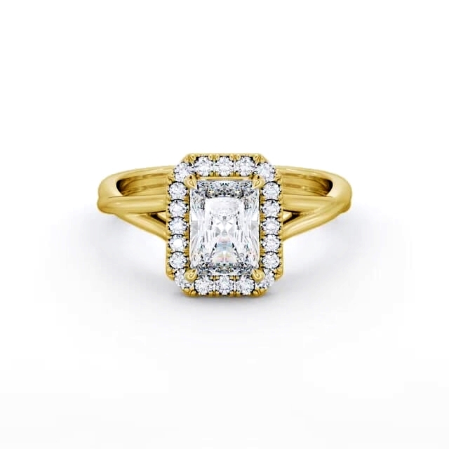 Halo Radiant Diamond Engagement Ring 18K Yellow Gold - Cassandra ENRA31_YG_HAND