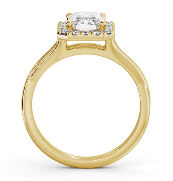 Halo Radiant Diamond Crossover Band Engagement Ring 9K Yellow Gold ENRA31_YG_THUMB1 