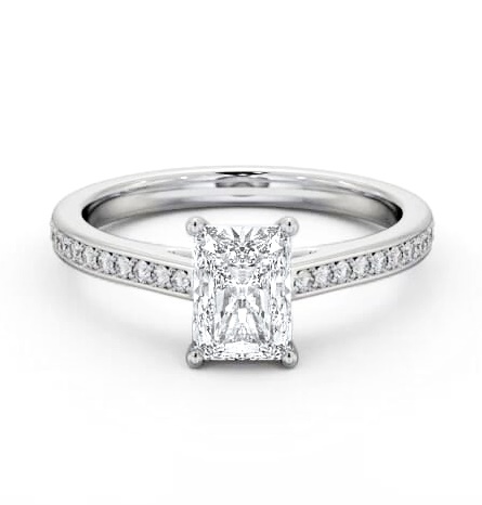 Radiant Diamond 4 Prong Engagement Ring 18K White Gold Solitaire ENRA31S_WG_THUMB1