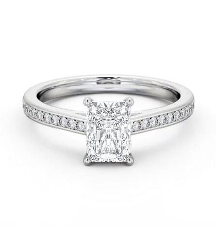 Radiant Diamond 4 Prong Engagement Ring 18K White Gold Solitaire ENRA31S_WG_THUMB2 