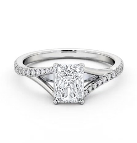 Radiant Ring 18K White Gold Solitaire with Offset Side Stones ENRA32S_WG_THUMB1