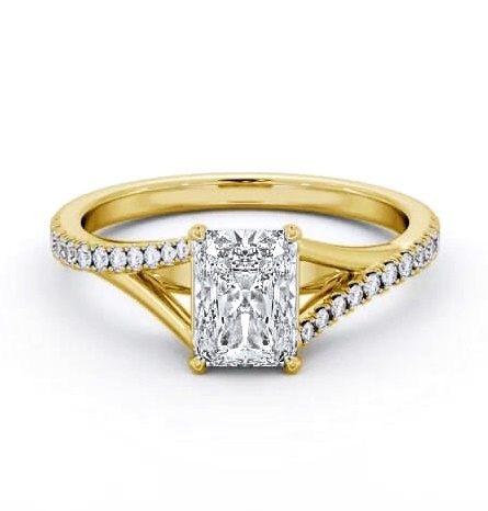 Radiant Ring 18K Yellow Gold Solitaire with Offset Side Stones ENRA32S_YG_THUMB1