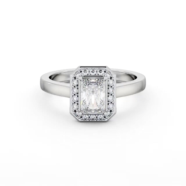 Halo Radiant Diamond Engagement Ring 18K White Gold - Skylan ENRA33_WG_HAND