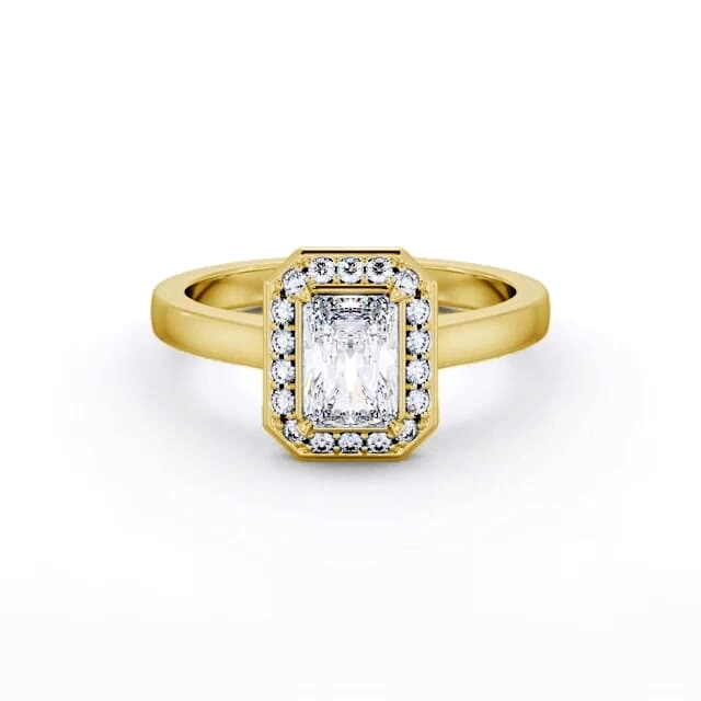 Halo Radiant Diamond Engagement Ring 18K Yellow Gold - Skylan ENRA33_YG_HAND