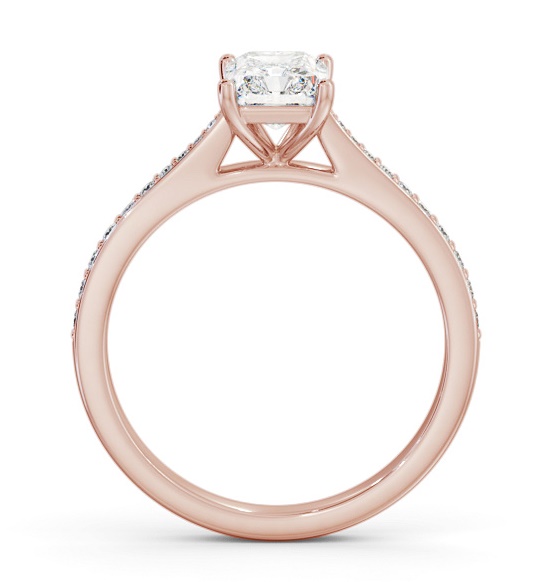 Radiant Diamond Tapered Band Engagement Ring 18K Rose Gold Solitaire ENRA33S_RG_THUMB1 