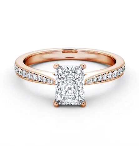 Radiant Diamond Tapered Band Engagement Ring 18K Rose Gold Solitaire ENRA33S_RG_THUMB1