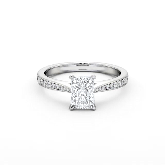 Radiant Diamond Engagement Ring 18K White Gold Solitaire With Side Stones - Starla ENRA33S_WG_HAND