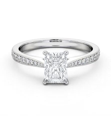 Radiant Diamond Tapered Band Engagement Ring Platinum Solitaire ENRA33S_WG_THUMB1
