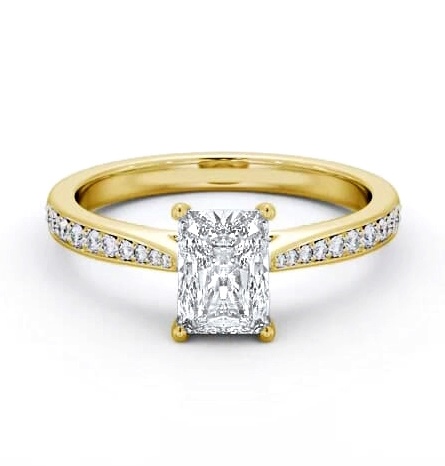 Radiant Diamond Tapered Band Engagement Ring 9K Yellow Gold Solitaire ENRA33S_YG_THUMB1