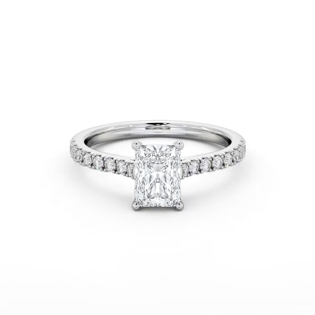Radiant Diamond Engagement Ring 18K White Gold Solitaire With Side Stones - Azula ENRA34S_WG_HAND