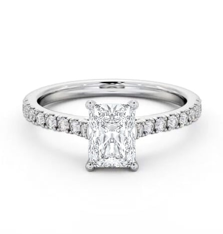 Radiant Diamond 4 Prong Engagement Ring 18K White Gold Solitaire ENRA34S_WG_THUMB2 