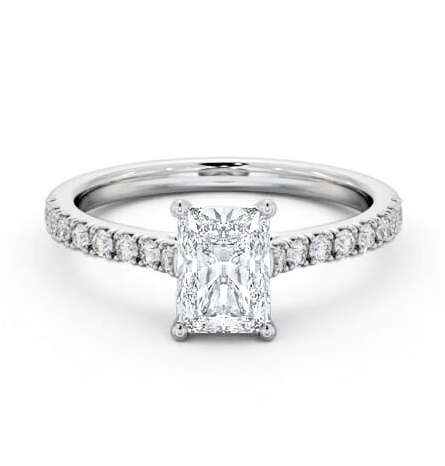 Radiant Diamond 4 Prong Engagement Ring 18K White Gold Solitaire ENRA34S_WG_THUMB1