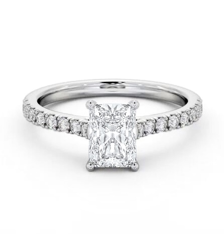 Radiant Diamond 4 Prong Engagement Ring 18K White Gold Solitaire ENRA34S_WG_THUMB2 