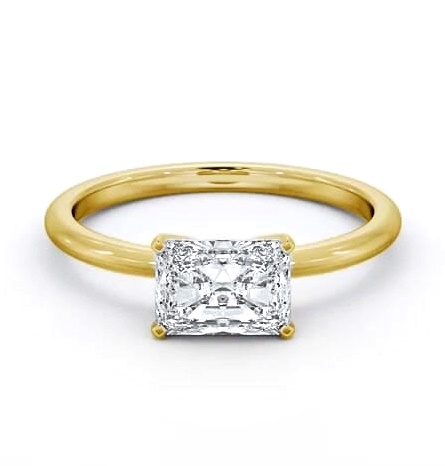 Radiant Diamond East To West Style Ring 18K Yellow Gold Solitaire ENRA35_YG_THUMB1