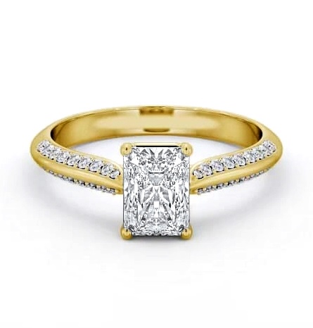 Radiant Diamond Knife Edge Band Ring 18K Yellow Gold Solitaire ENRA35S_YG_THUMB2 