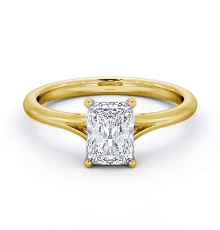 Radiant Diamond Floating Head Design Ring 18K Yellow Gold Solitaire ENRA36_YG_THUMB1