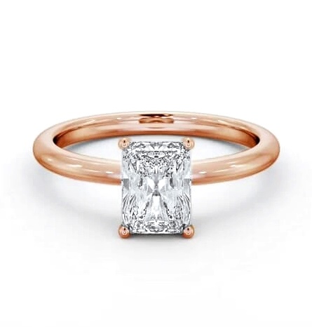 Radiant Diamond Sleek 4 Prong Engagement Ring 18K Rose Gold Solitaire ENRA37_RG_THUMB1