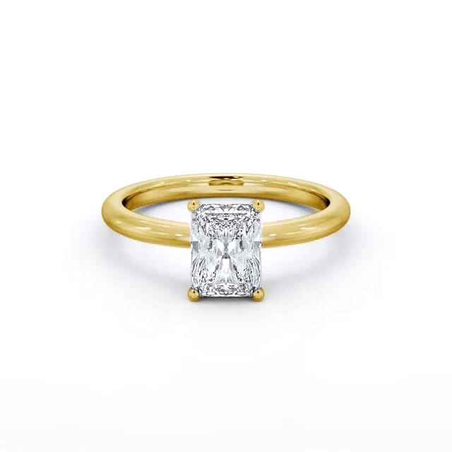 Radiant Diamond Engagement Ring 18K Yellow Gold Solitaire - Annaly ENRA37_YG_HAND