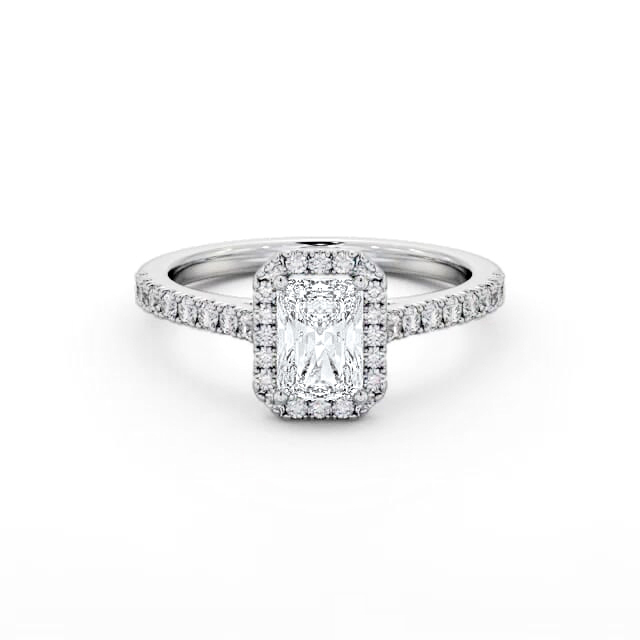 Halo Radiant Diamond Engagement Ring 18K White Gold - Adria ENRA39_WG_HAND