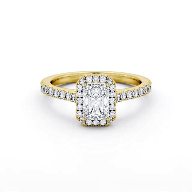 Halo Radiant Diamond Engagement Ring 18K Yellow Gold - Adria ENRA39_YG_HAND