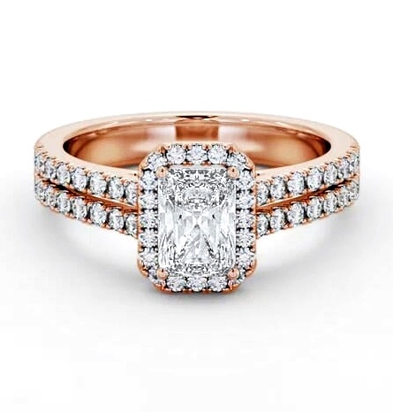Halo Radiant Diamond Split Band Engagement Ring 9K Rose Gold ENRA42_RG_THUMB1