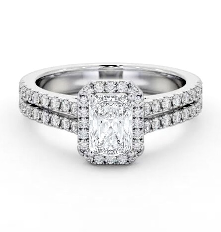 Halo Radiant Diamond Split Band Engagement Ring 9K White Gold ENRA42_WG_THUMB2 