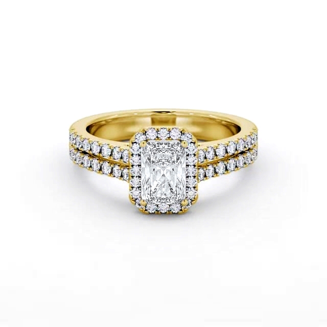 Halo Radiant Diamond Engagement Ring 18K Yellow Gold - Kyra ENRA42_YG_HAND
