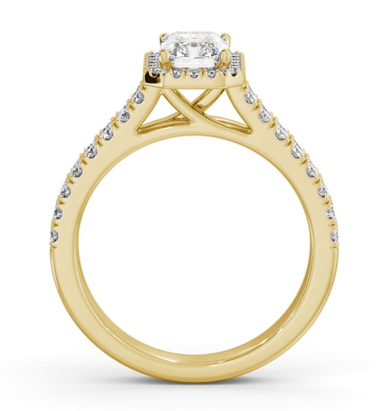 Halo Radiant Diamond Split Band Engagement Ring 9K Yellow Gold ENRA42_YG_THUMB1 