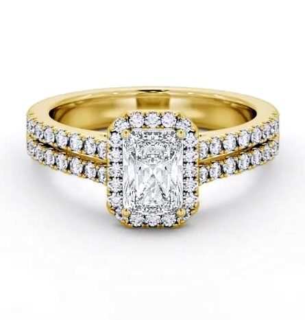 Halo Radiant Diamond Split Band Engagement Ring 9K Yellow Gold ENRA42_YG_THUMB1