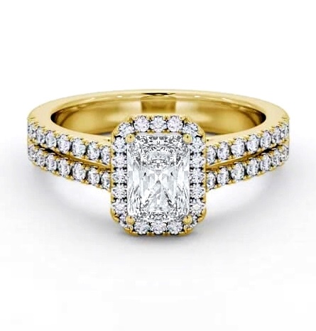 Halo Radiant Diamond Split Band Engagement Ring 18K Yellow Gold ENRA42_YG_THUMB2 