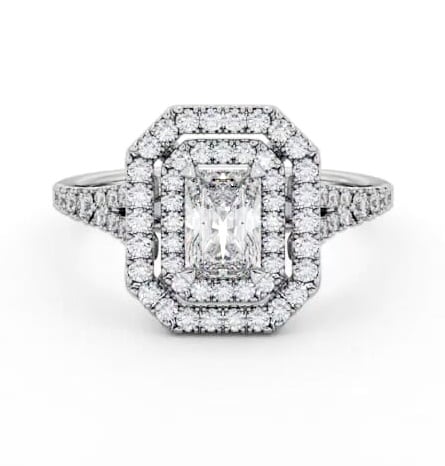Double Halo Radiant Diamond Engagement Ring Palladium ENRA43_WG_THUMB1